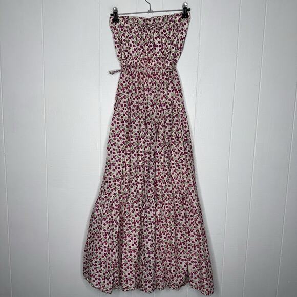 Gap Women’s Floral Strapless Maxi Dress Pink White Size XS - Picture 2 of 5